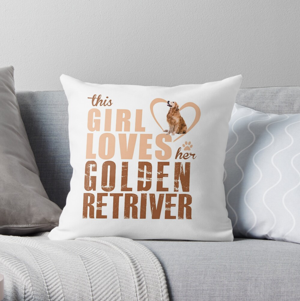 This Girl Loves Her Golden Retriever Throw Pillow