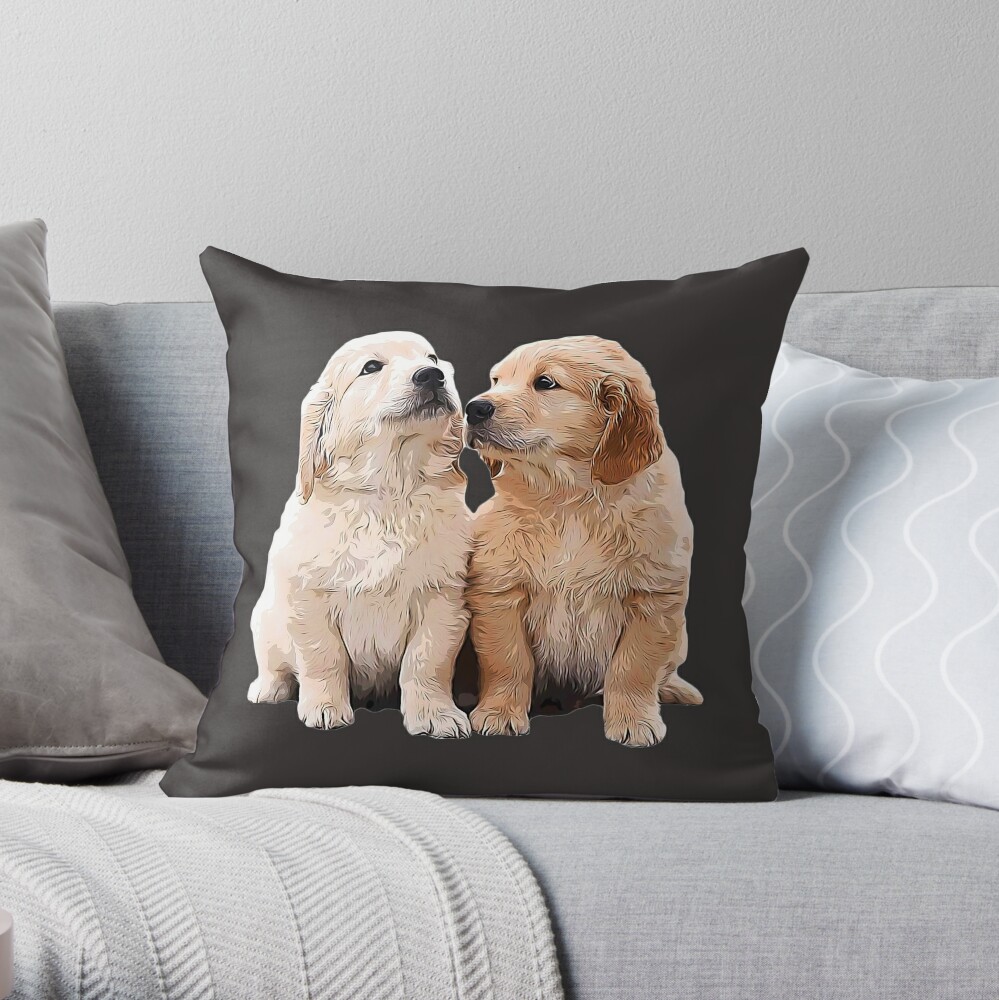 Golden Retriever Puppies Throw Pillow