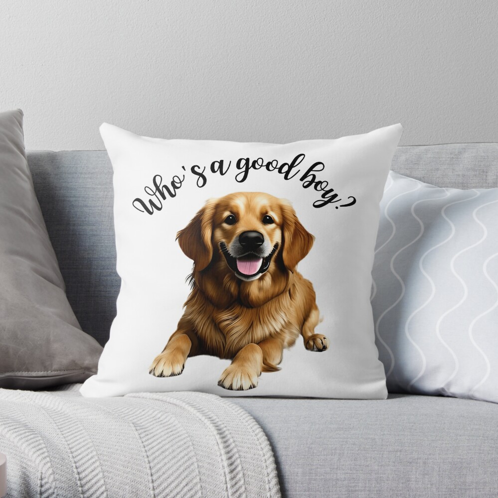 Golden Retriever Boy Throw Pillow