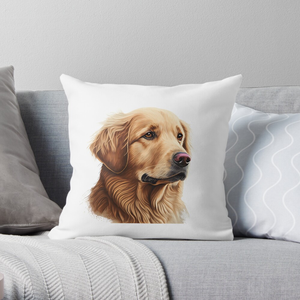 Golden Retriever Painting Throw Pillow