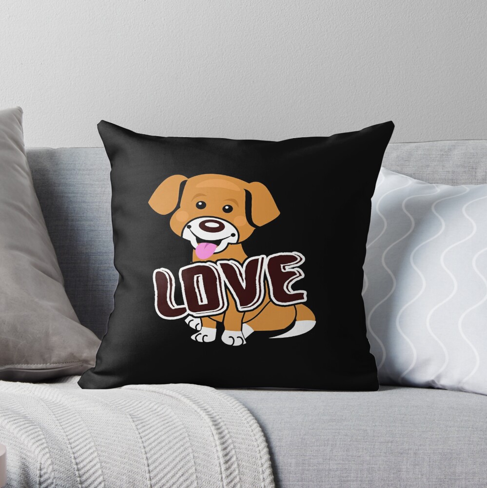 I Love Golden Retriever Throw Pillow