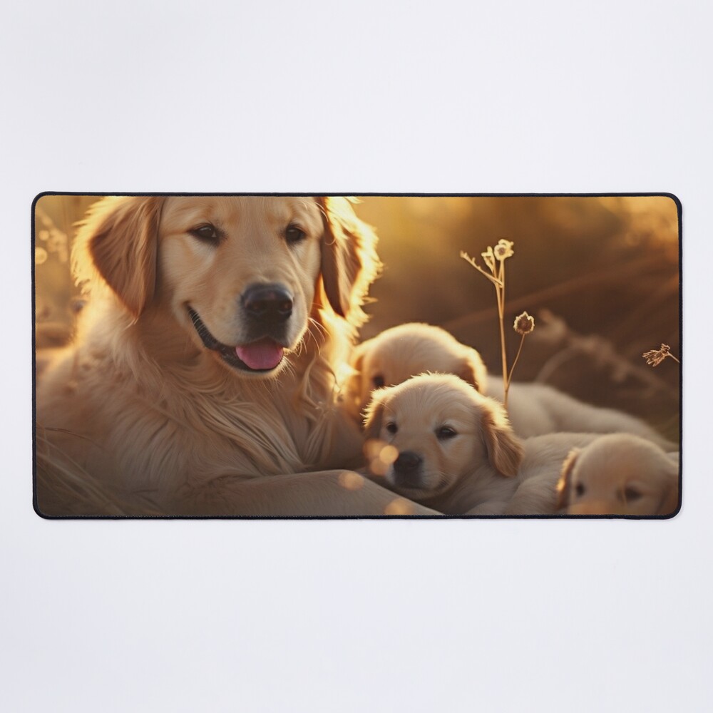 Golden Retriever Mom And Puppies Mouse Pad