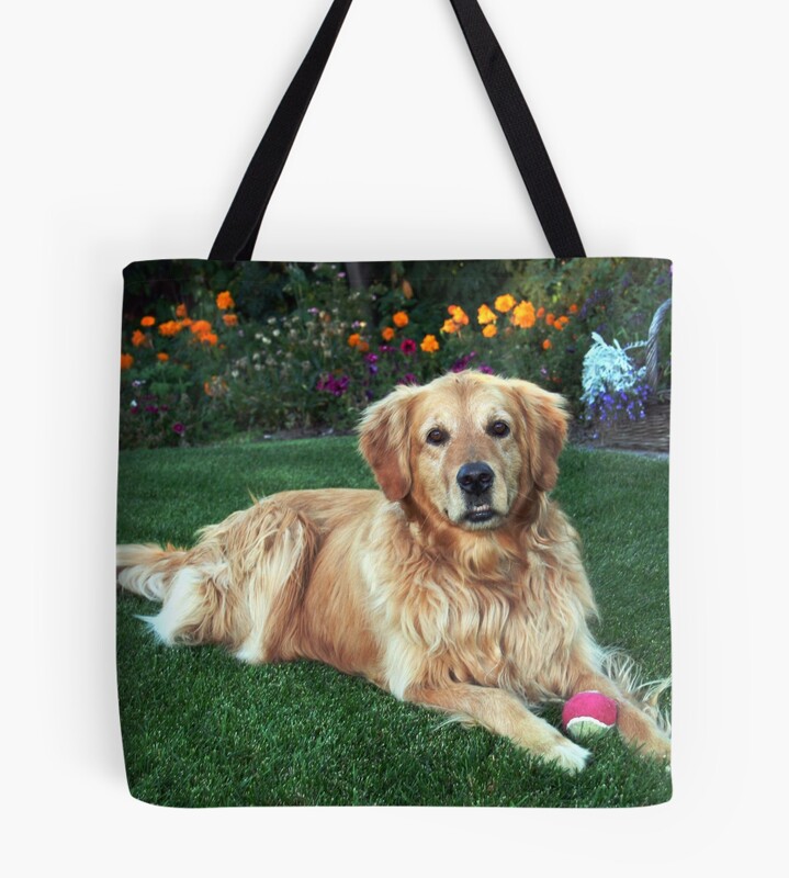 Golden Retriever At Flowers Garden Tote