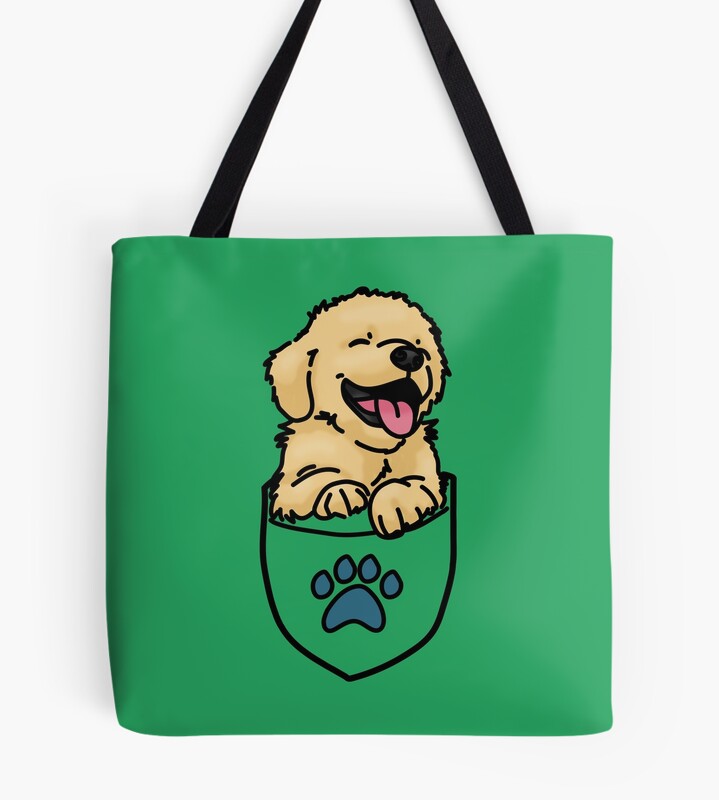 Golden Retriever Puppy Pocket Tote