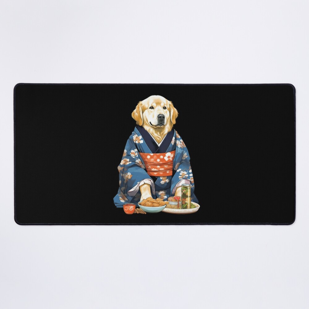 Golden Retriever Kimono Japanese Mouse Pad