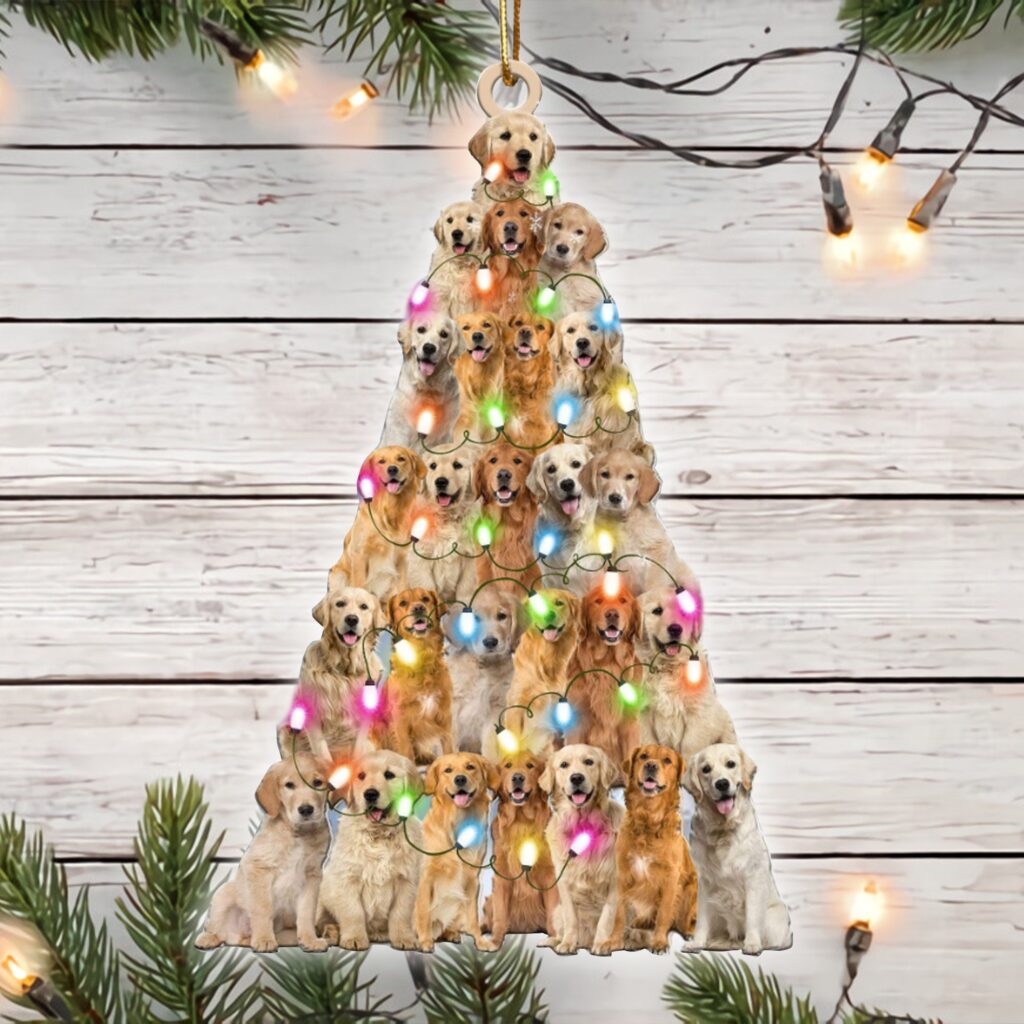 Golden Retriever Christmas Tree Shaped Ornament