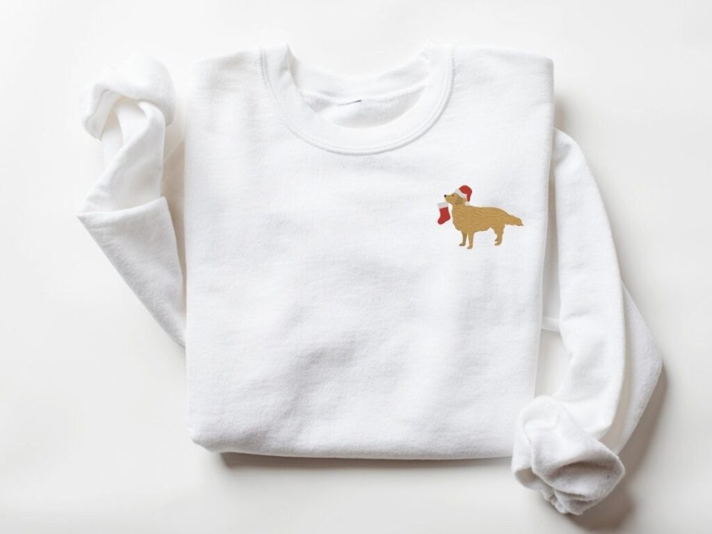 Embroidered Christmas Golden Retriever Sweatshirt