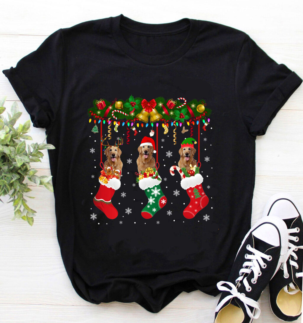 In Sock Xmas Golden Retriever T-Shirt