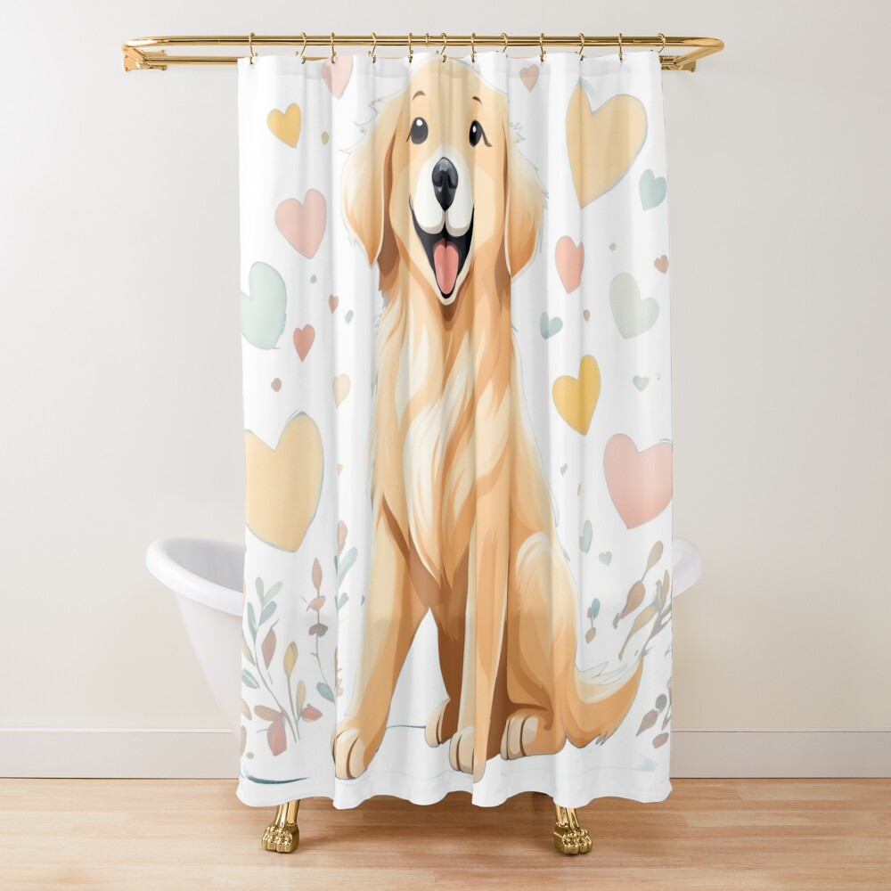 Golden Retriever Puppy Shower Curtain