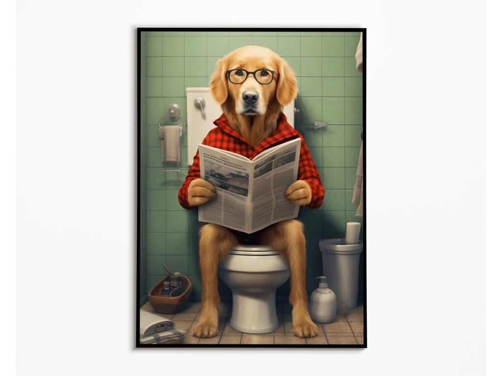 Golden Retriever Reading Newspaper Wall Art